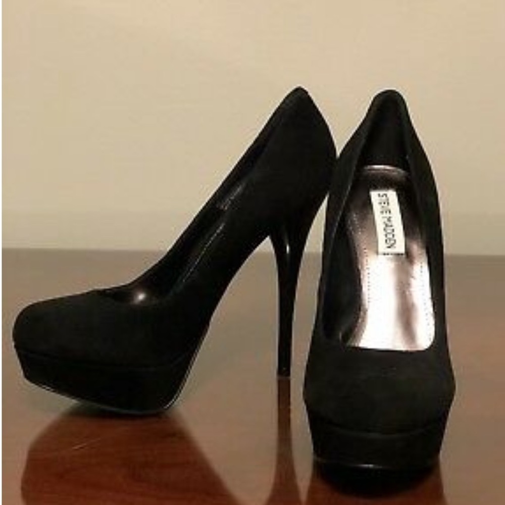 Steve Madden Caryssa Black Suede Heels Size 7.5